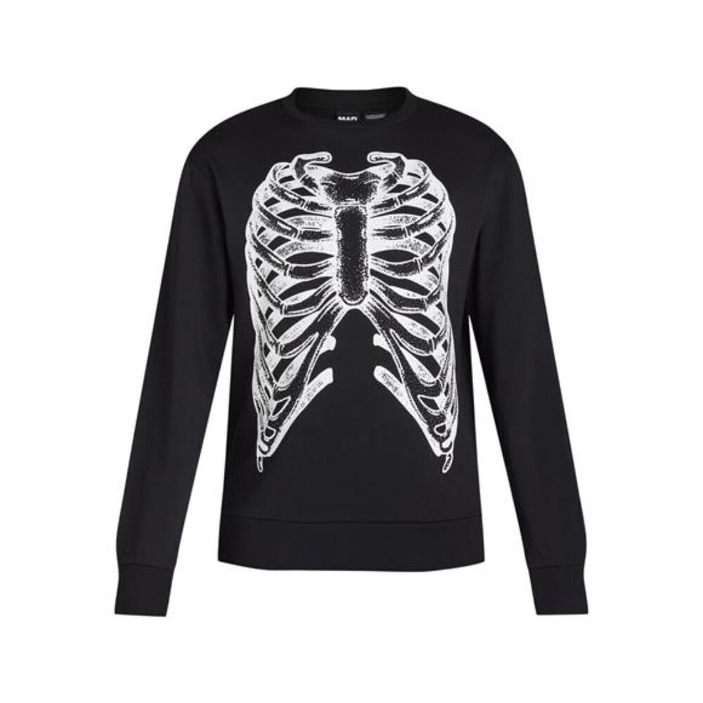 NWT 🎃 Halloween Sweatshirt Skeleton Ribs X-Ray Print, Men's Sizes XS - 3XL - Picture 1 of 5